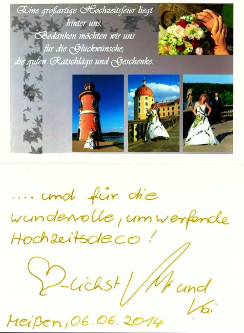 Dankeschön von Annett & Kai Moritzburg bei Dresden am 06.06.2014